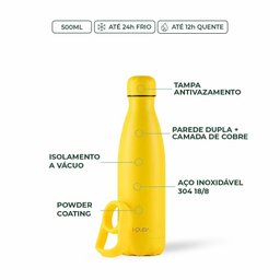 Garrafa Térmica Kouda Grey – 500ml – Amarela Classic - 2
