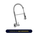 Ver imagem 2 de Torneira de Parede Cozinha Gourmet Pulverizador Flexível Aço Inox 304 Prata Cromada Brinovar