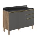 Ver imagem 1 de Balcão Pia Kali Premium 120cm 2 Portas Carvalho/Chumbo com Tampo MDF 15mm - Nicioli