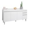 Balcão Lorena 160cm 4 Portas C/ Tampo Branco - Vallisa Decor - 1