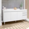 Balcão Lorena 160cm 4 Portas C/ Tampo Branco - Vallisa Decor - 3