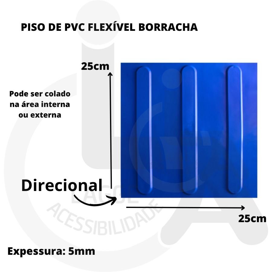 KIT 10 PÇS PISO TÁTIL PVC 25x25 DIRECIONAL AZUL - 3