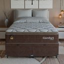 Ver mais imagens de Cama Box Baú Casal Bipartido Colchão Comfort Class Pillowtop Marrom/suede Marrom