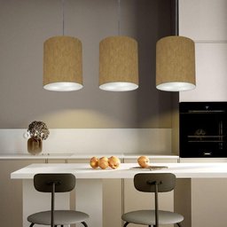 Luminária Pendente Md-4102 Cúpula em Tecido Cor Cáqui Cor da Canopla Branca e Fio Transparente - 2