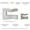 Ver imagem 4 de Armário de Cozinha Completa de Canto com Rodapé Veneza Multimóveis MP2099.891 Branco