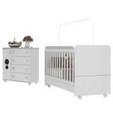 Ver imagem 2 de Quarto Infantil Berço com Colchão Incluso e Cômoda Multimóveis Pimpolho Fg3570 Branco