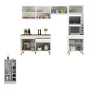 Ver imagem 4 de Armário de Cozinha Compacta com Mesa/bancada Veneza Multimóveis Mp2210 Branco/dourado