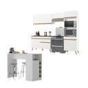 Ver imagem 1 de Armário de Cozinha Compacta com Mesa/bancada Veneza Multimóveis Mp2210 Branco/dourado