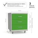 Ver imagem 2 de Gaveteiro de Aço 3 Gavetas com Rodízios com Chave Preto para Escritório Verde/Cinza