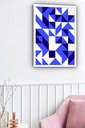 Ver imagem 1 de Quadro Decorativo Abstrato Geométrico Branco Azul - 70x50cm:moldura Branca