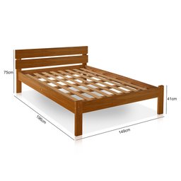 Cama Casal em Madeira Maciça Turca com Cabeceira Castanho - 5