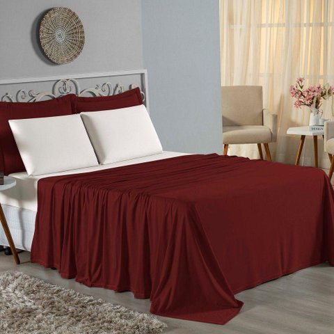 Jogo de Cama Casal Nobre 4 Peças Lençol com Elástico de 30cm de Altura Malha 100% Algodão -