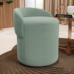 Puff Banqueta Living Gaia Orgânico com Encosto Baixo Bouclê Verde Menta - Desk Design - 2
