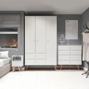 Ver imagem 1 de Kit Completo para Quarto Guarda-roupa Cômoda Mesa Mdp Branco Menu