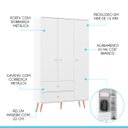 Ver imagem 2 de Kit Completo para Quarto Guarda-roupa Cômoda Mesa Mdp Branco Menu