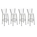Ver imagem 1 de Kit 4 Banquetas Média Cromada Com Encosto Assento Branco