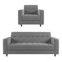 Ver imagem 1 de Kit Sofá 3 Lugares + Poltrona Verona - Suede - Cinza