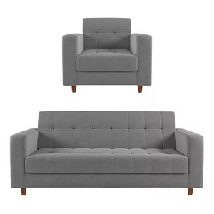 Kit Sofá 3 Lugares + Poltrona Verona - Suede - Cinza