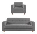 Ver imagem 1 de Kit Sofá 3 Lugares + Poltrona Verona - Suede - Cinza