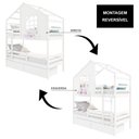 Ver imagem 2 de Beliche Casinha com Janela com 02 Gavetas e Grade de Proteção Madeira Maciça Branco Housin