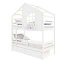 Ver imagem 5 de Beliche Casinha com Janela com 02 Gavetas e Grade de Proteção Madeira Maciça Branco Housin