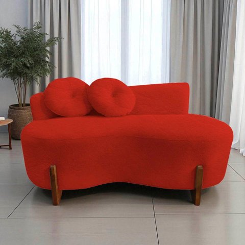 Namoradeira Sofá Feijão Lounge Orgânica Couro Vermelho