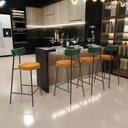Ver imagem 2 de Kit 02 Banquetas Baixa Cozinha Sala Jantar Bancada Milão L02 Facto Verde Couríssimo Whisky - lyam