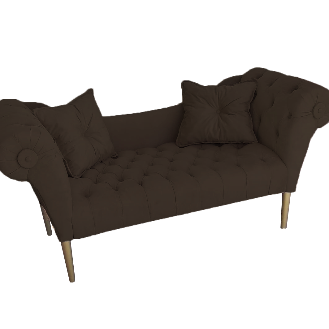 Namoradeira Estofada Pés Palito Para Salão de Beleza Dubai Suede Marrom - DL Decor - 1