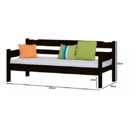 Sofá Cama 03 Lugares Madeira Maciça Reforçada Nemargi Preto - 2