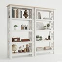 Ver imagem 2 de Kit 2 Estantes Multiuso Livreiro em Madeira Maciça 62CMX138CM Vanilla Branco/Amêndoa
