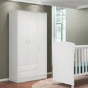 Ver imagem 2 de Berço Doce Sonho Branco + Kit Rodízio + Cômoda Sapateira 4g + Guarda-roupa 3p/2g Doce Sonho