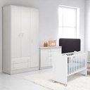 Ver imagem 1 de Berço Doce Sonho Branco + Kit Rodízio + Cômoda Sapateira 4g + Guarda-roupa 3p/2g Doce Sonho