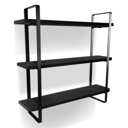 Prateleira Tripla Nicho Hone Modelo Industrial Decoração Casa 60x15 Preta/Preta - 1