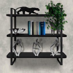Prateleira Tripla Nicho Hone Modelo Industrial Decoração Casa 60x15 Preta/Preta - 2