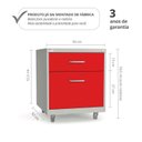 Ver imagem 2 de Gaveteiro de Aço 2 Gavetas com Chave e Rodízios com Trava e Gaveta p/Pasta Suspensa Vermelho/Cinza