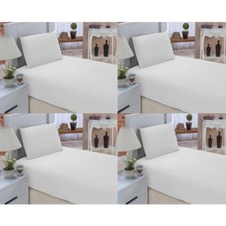 Kit de Jogos de Lençol Solteiro Pati 08 Peças (04 Jogos) Microfibra - Branco - 1