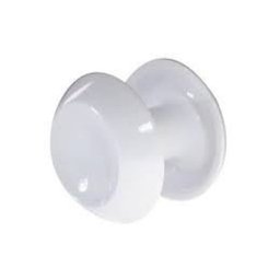 Puxador Duplo Redondo de Resina para Porta de Vidro Branco Grande - 2