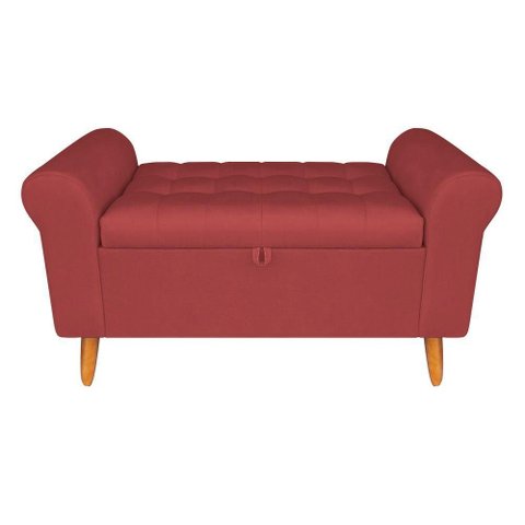 Recamier Bau Rio 140cm Suede Madeira Bordô Inova Decor