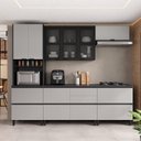 Ver imagem 1 de Cozinha Modulada 5 Peças 9 Portas 6 Gavetas MDF Dodradiça Slow Motion Lúmina Itatiaia Grafite/Fendi Cinza