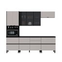 Ver imagem 2 de Cozinha Modulada 5 Peças 9 Portas 6 Gavetas MDF Dodradiça Slow Motion Lúmina Itatiaia Grafite/Fendi Cinza