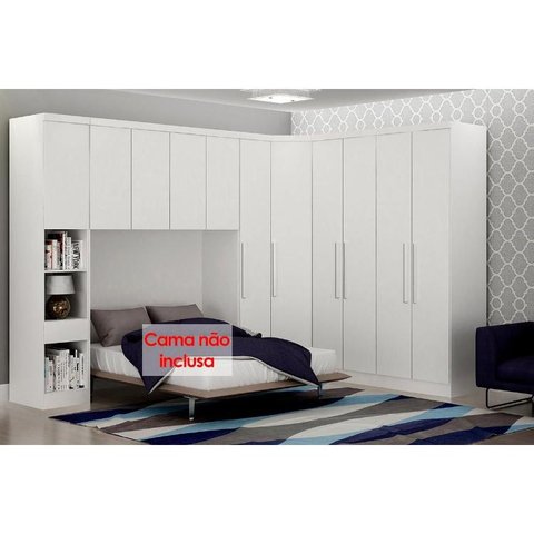 Quarto Modulado Rizon 6 Peças (1 Armário Ponte + 1 Closet + 3 Guarda Roupas + 1 Complemento) QC213 B