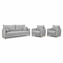 Ver imagem 2 de Kit Conjunto Sofá Living Córdoba e Duas Poltronas Tecido Linho Cinza Claro 1,80m