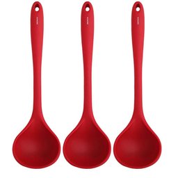 Kit 3 Conchas Silicone Vermelha 27cm Servir Feijão Colher Brinox Utensílios Cozinha - 1 Kit 3 Conchas Silicone Vermelha 27cm Servir Feijão Colher Brinox Utensílios Cozinha - 1