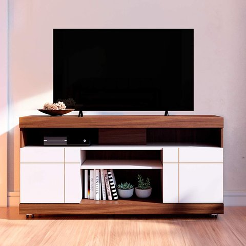 Rack Yara 136cm P/tv até 47 Polegadas 2 Portas C/detalhes Frisados e Rodizío Colibri