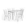 Conjunto Sala de Jantar Mesa Tampo de Vidro Retangular Reno e 6 Cadeiras Florença Crome - 3
