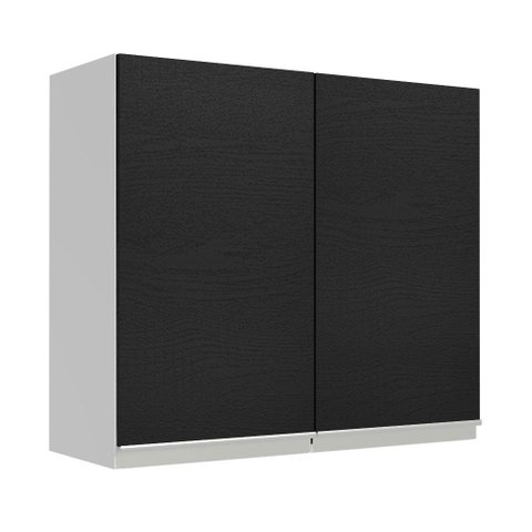 Armário de Cozinha Aéreo 70 cm 2 Portas Branco/Preto Glamy Madesa