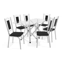 Ver imagem 3 de Conjunto Sala de Jantar Mesa Tampo de Vidro Volga e 6 Cadeiras Florença Crome 