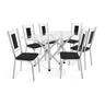 Conjunto Sala de Jantar Mesa Tampo de Vidro Volga e 6 Cadeiras Florença Crome  - 3