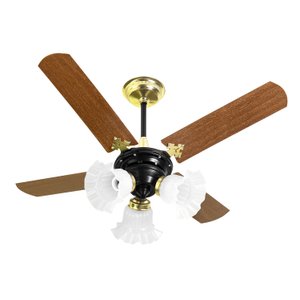 Ventilador De Teto New Zeta Preto/Mogno Com 4 Pás de MDF 127v Venti-Delta
