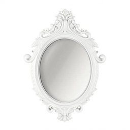 Espelho Redondo de Parede Provençal Rococo Mart Collection 54,5x40cm Branco - 1